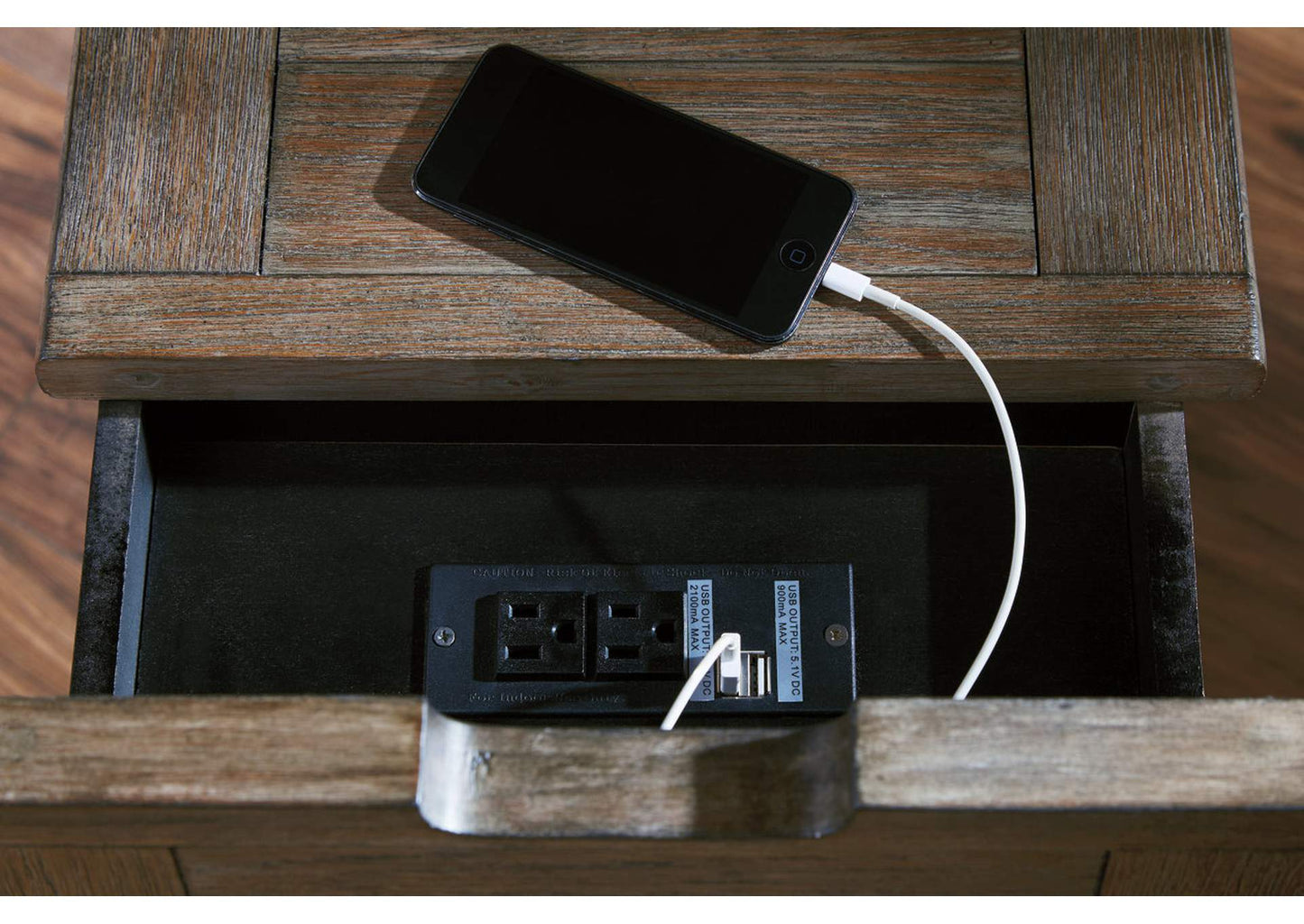 Tyler Creek Coffee Table and 1 End Table with USB Charging