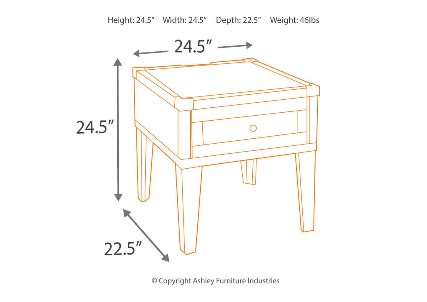 Todoe End Table with USB Ports & Outlets