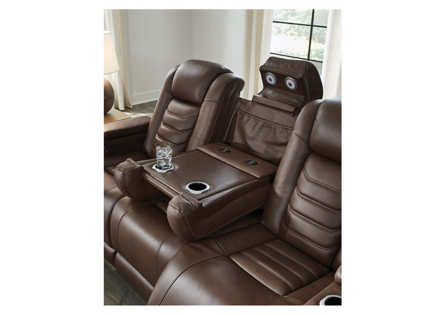 High Impact Dual Power Leather Reclining Sofa and Loveseat