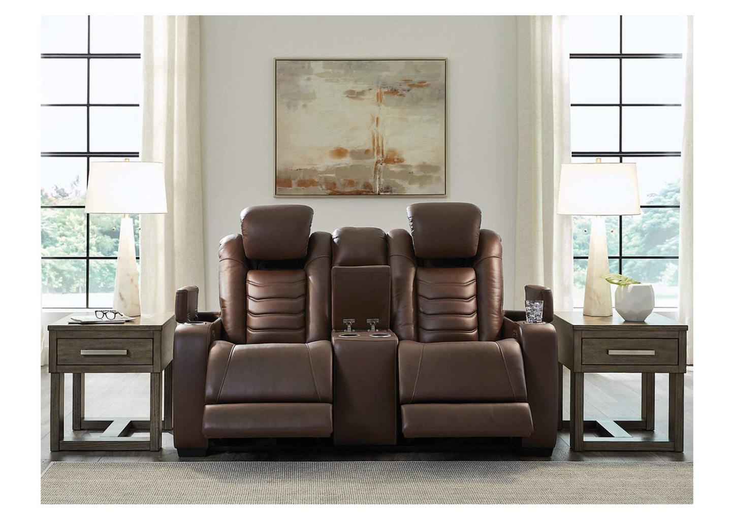 High Impact Power Reclining Loveseat with Console