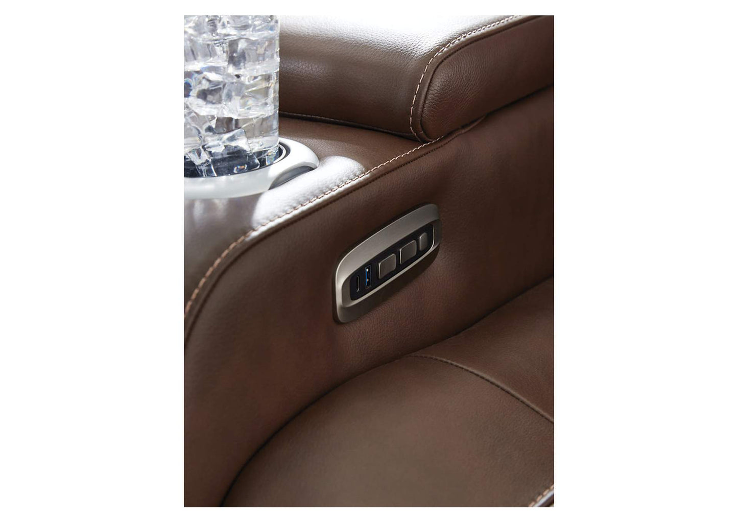 High Impact Dual Power Leather Reclining Sofa and Loveseat