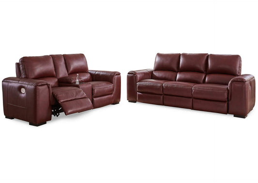 Alessandro Dual Power Leather Reclining Sofa and Loveseat with Console