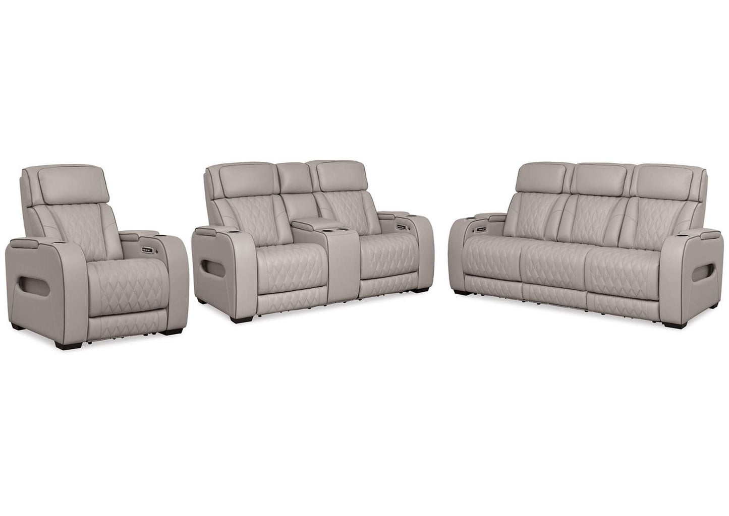 Boyington Dual Power Leather Sofa, Loveseat and Recliner