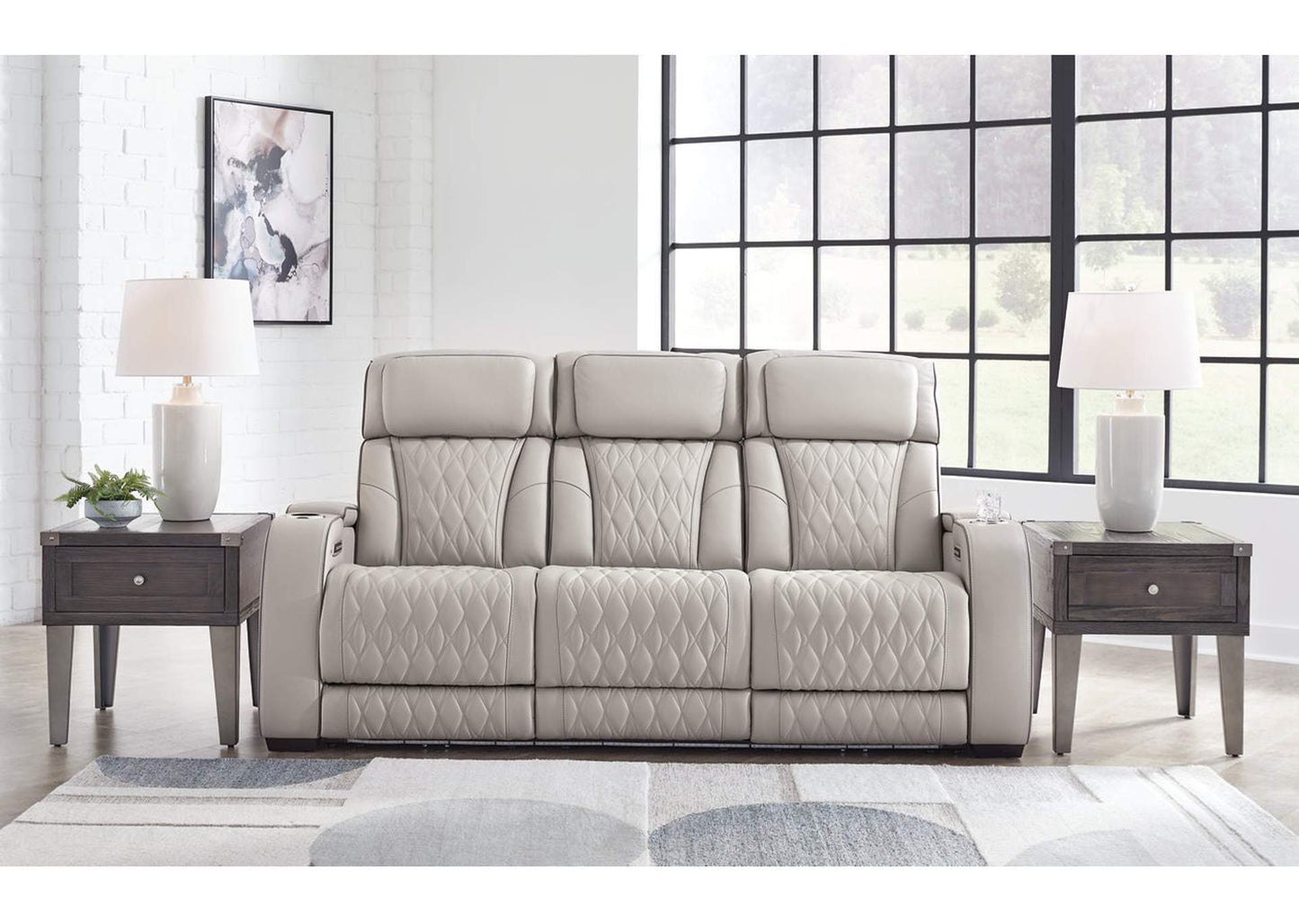 Boyington Dual Power Leather Sofa, Loveseat and Recliner