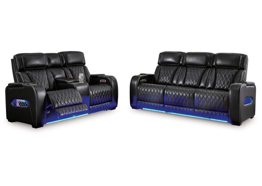 Boyington Dual Power Leather Reclining Sofa and Loveseat