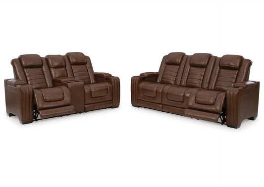 Backtrack Dual Power Leather Reclining Sofa and Loveseat Set