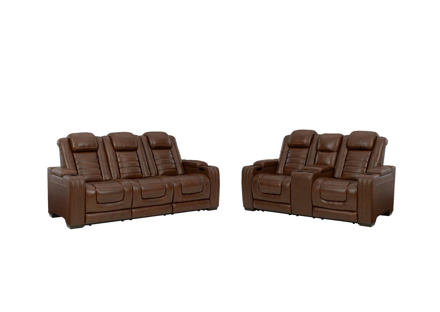 Backtrack Dual Power Leather Reclining Sofa and Loveseat Set