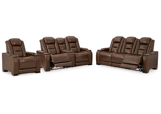 The Man-Den Triple Power Reclining Sofa, Loveseat and Recliner