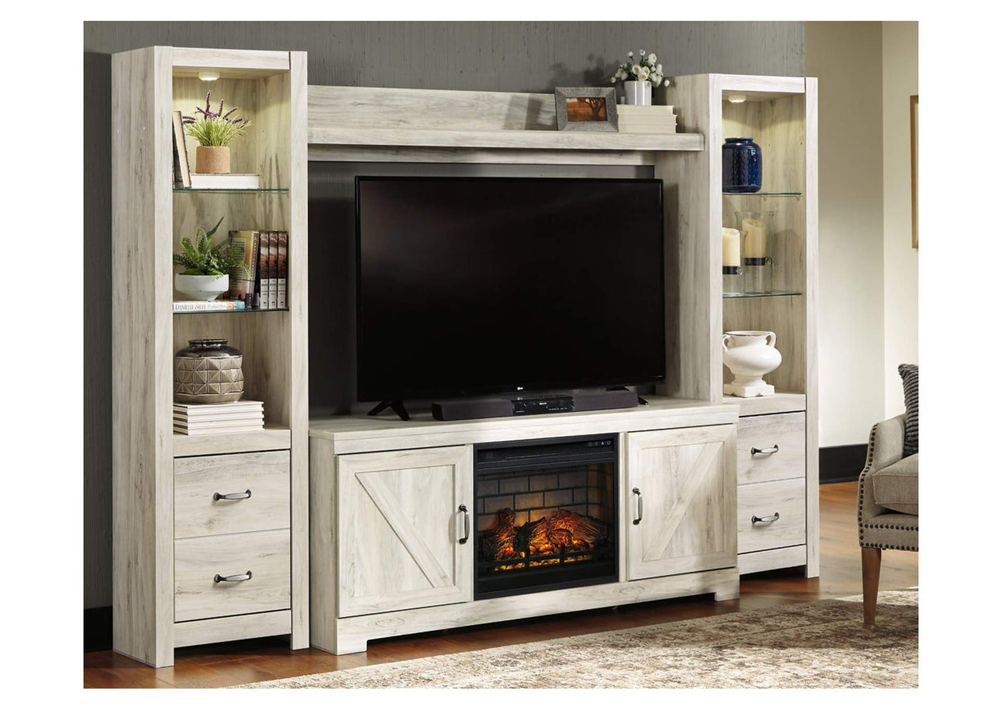 Bellaby 4-Piece Entertainment Center with Electric Fireplace